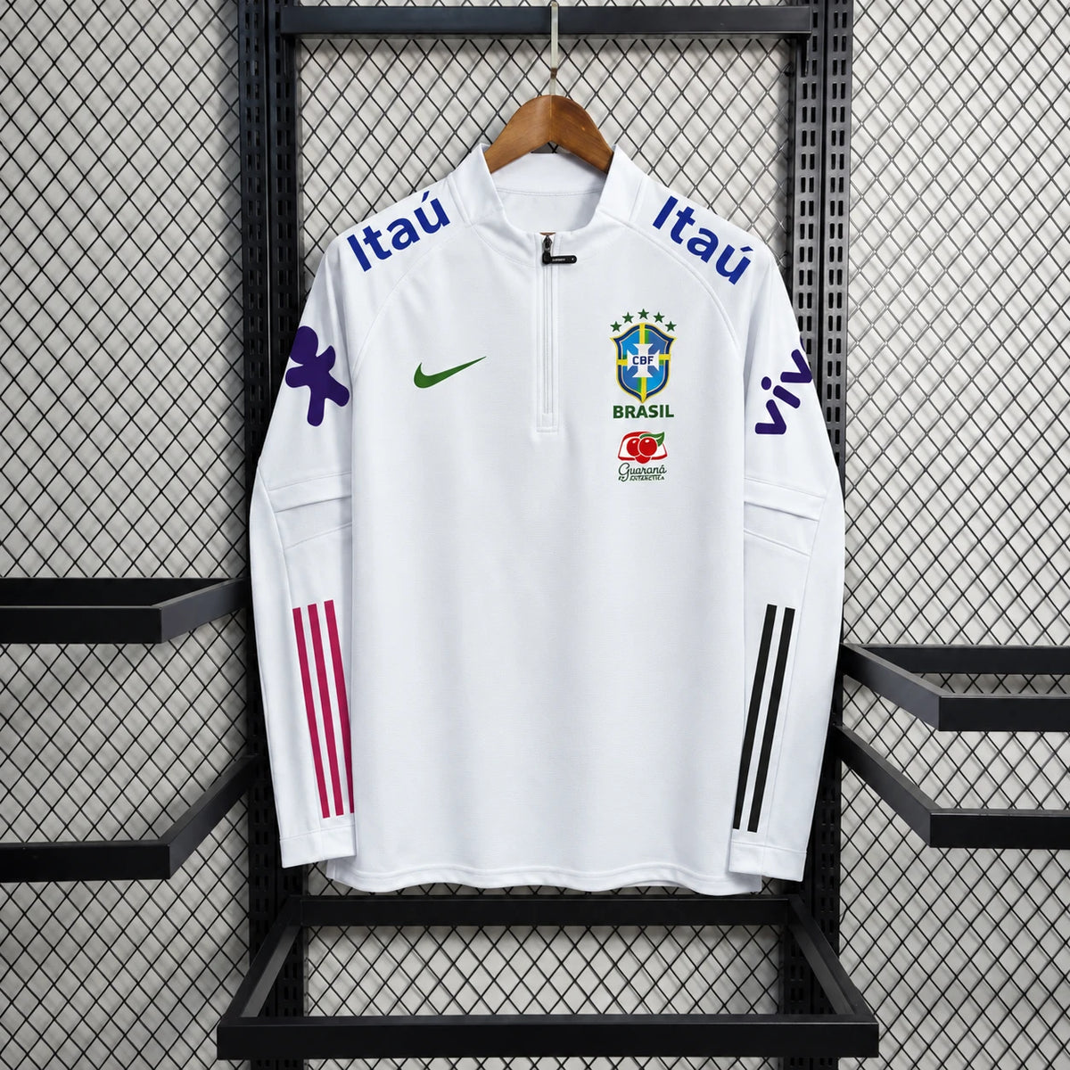 Pull zippé Seleção Brésil blanc, vue de face