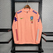 Pull zippé Seleção Brésil rose saumon, vue de face